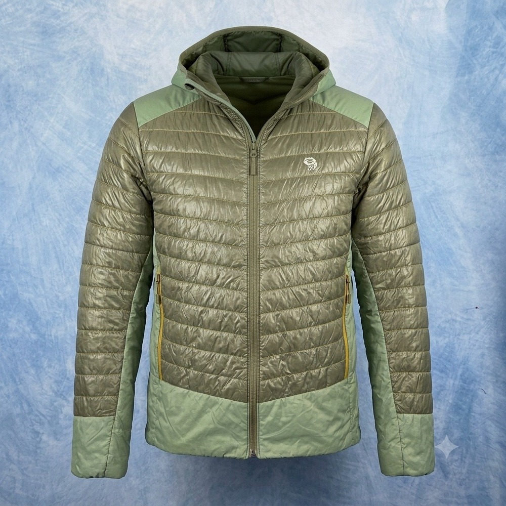Mountain Hardwear Mens Primaloft Hooded Puffer Jacket Green Medium